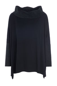 BLOUSE WITH OPEN NECK - 1319MIX - SOFT BLACK/BLACK