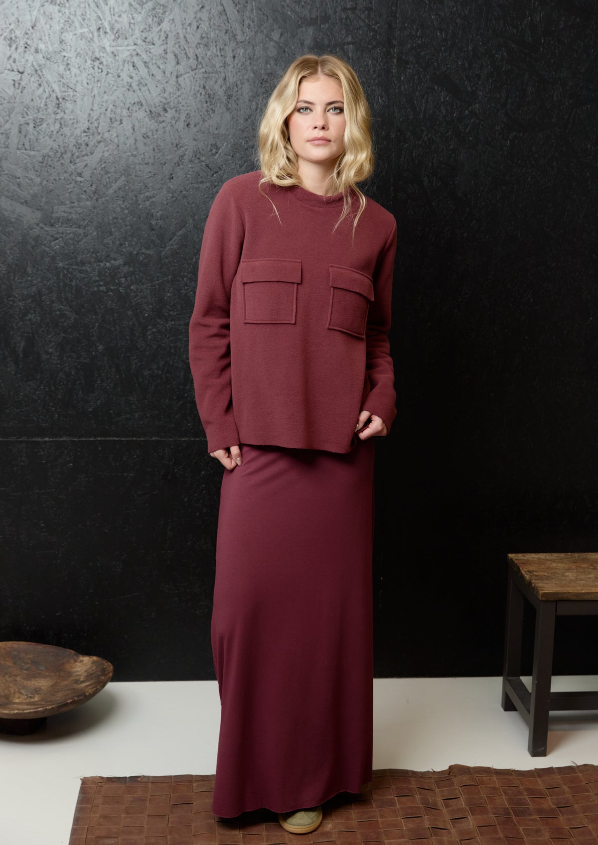 HENRIETTE STEFFENSEN COPENHAGEN BLOUSE WITH POCKETS - 1415 BLUSER BORDEAUX 474