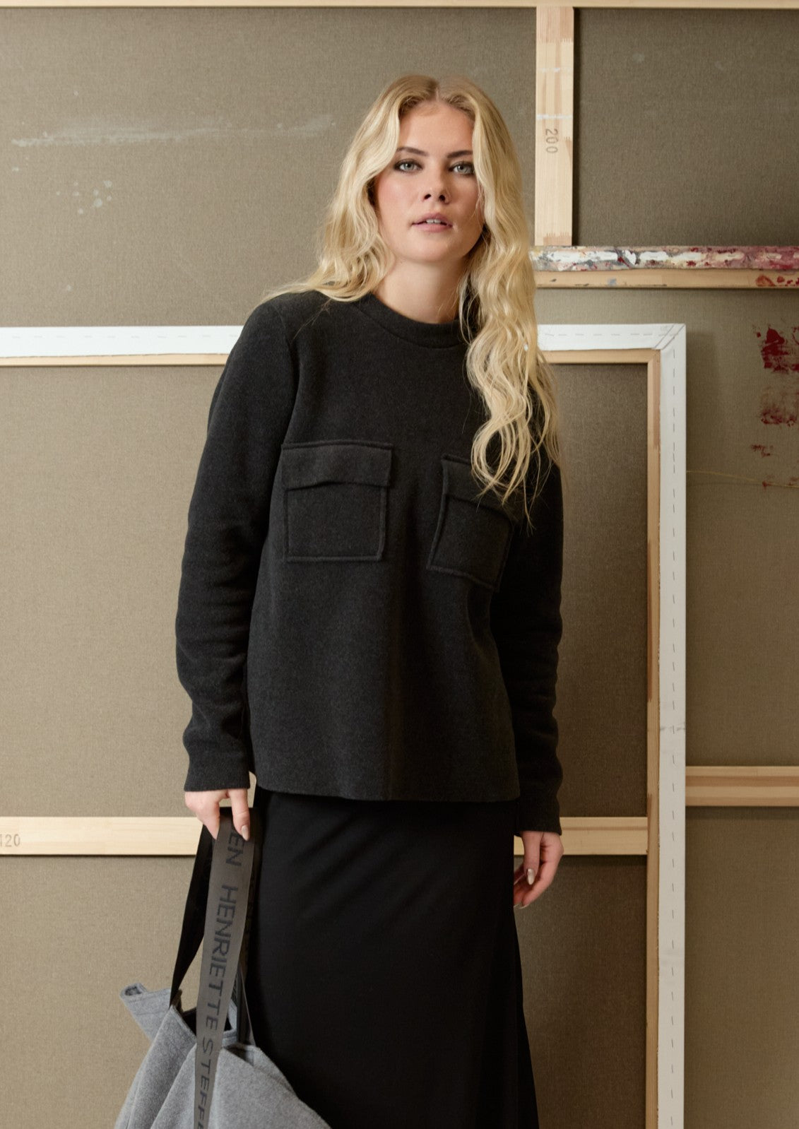 HENRIETTE STEFFENSEN COPENHAGEN BLOUSE WITH POCKETS - 1415 BLUSER SOFT BLACK 914