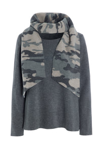 BLOUSE WITH SCARF - 1325 - GREY/CAMUFLAGE