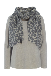 BLOUSE WITH SCARF - 1325 - SAND / LEOPARD