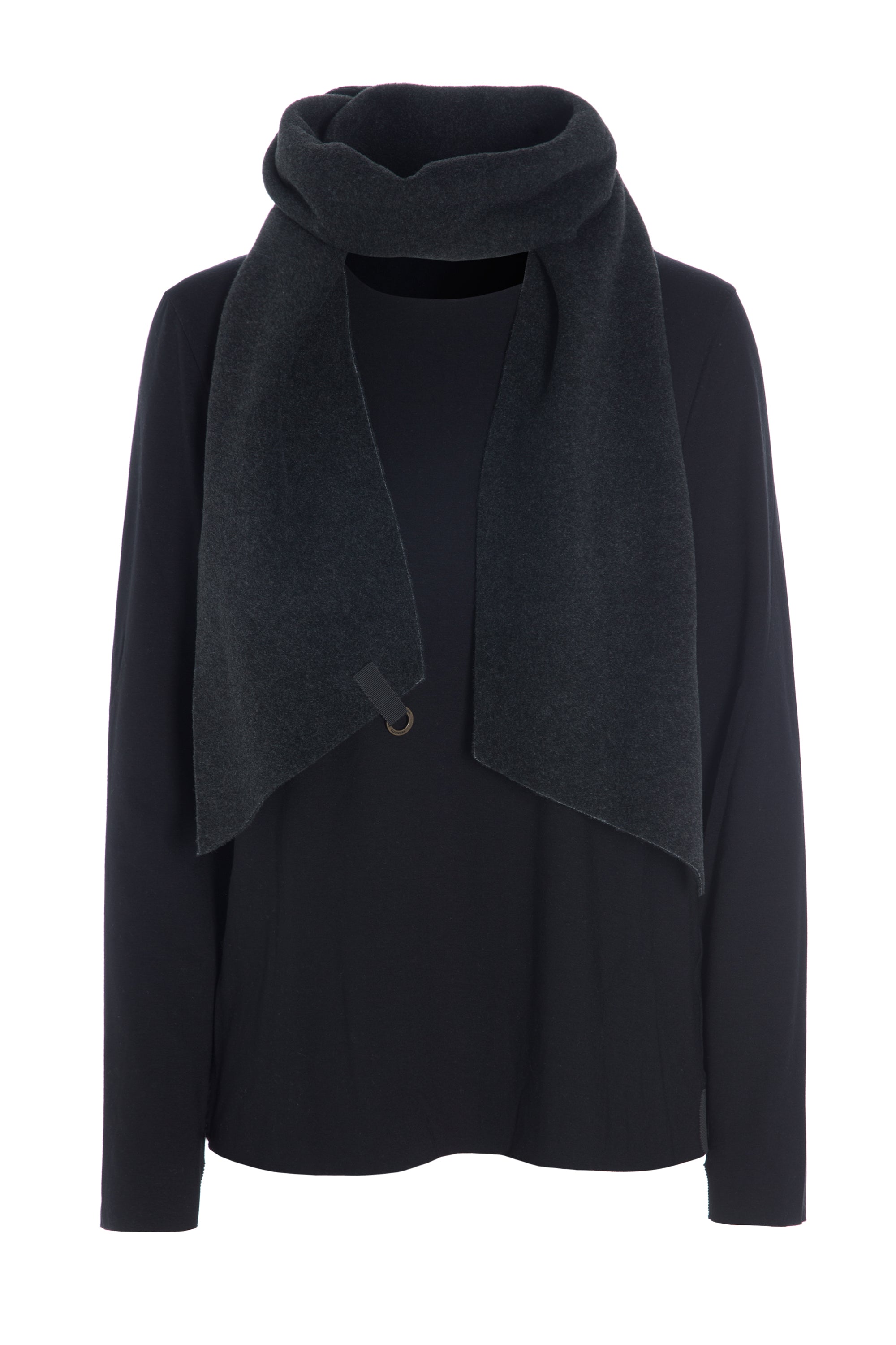 HENRIETTE STEFFENSEN COPENHAGEN BLOUSE WITH SCARF - 1331MIX BLUSER SOFT BLACK/BLACK 915