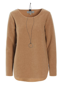 BLOUSE WITH SIGNATURE NECKLACE - 1332 - CAMEL
