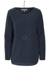 BLOUSE WITH SIGNATURE NECKLACE - 1332 - DEEP BLUE