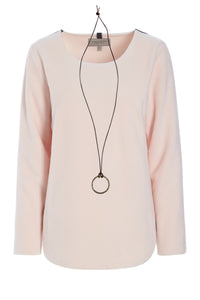 BLOUSE WITH SIGNATURE NECKLACE - 1332 - SOFT ROSE