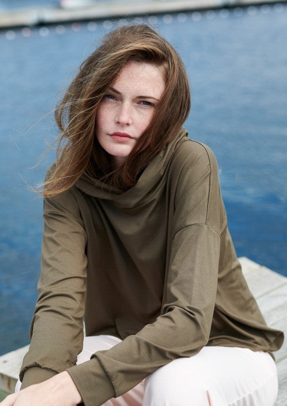HENRIETTE STEFFENSEN COPENHAGEN BLOUSE W/HOOD - 96059 BLUSER BARK 320