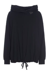 BLOUSE W/HOOD - 96059 - BLACK