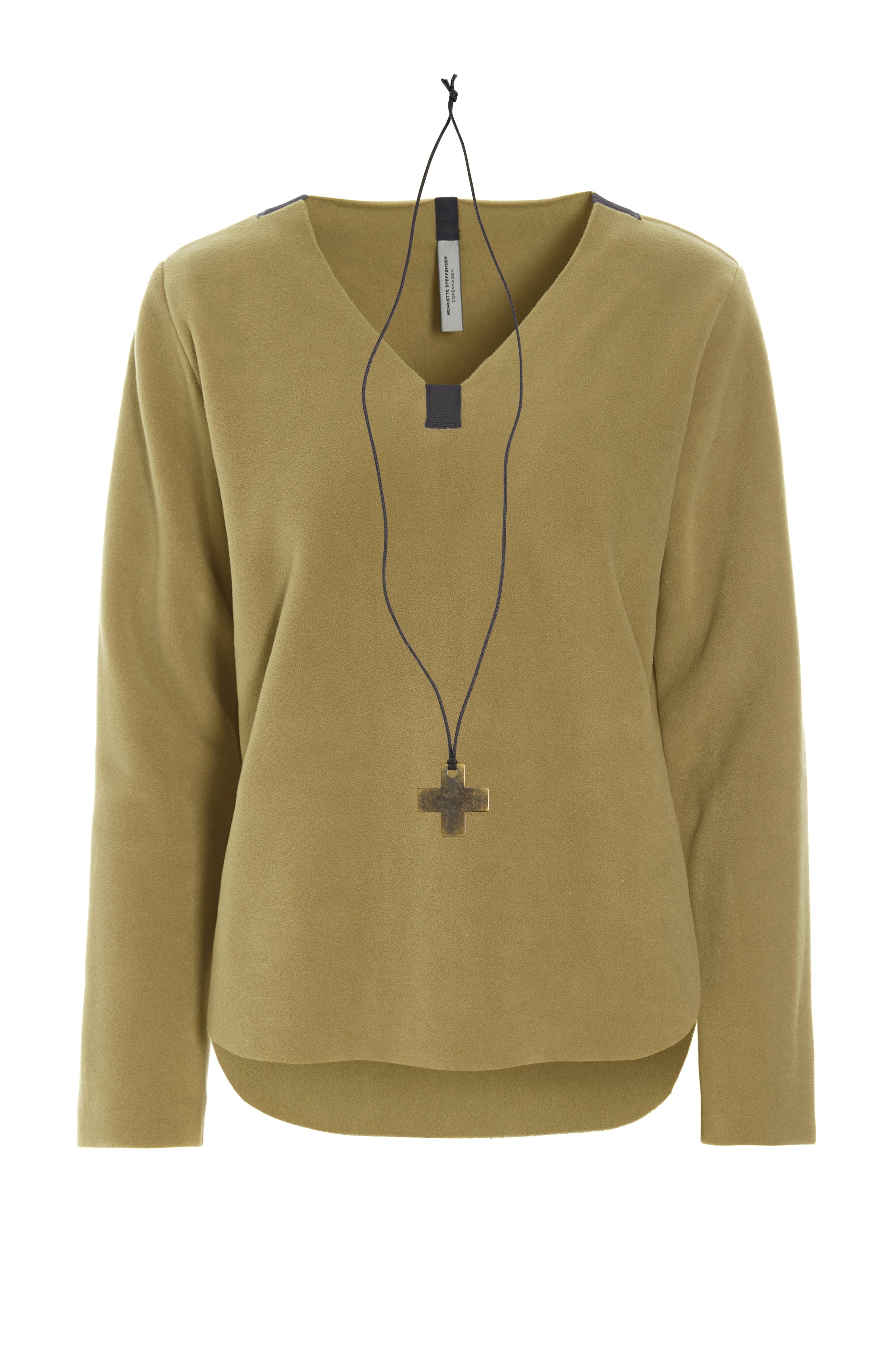 HENRIETTE STEFFENSEN COPENHAGEN BLOUSE W/NECKLACE - 1362 BLUSER OLIVE 655