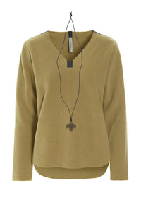 BLOUSE W/NECKLACE - 1362 - OLIVE