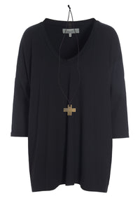 BLOUSE W/NECKLACE - 96083 - BLACK