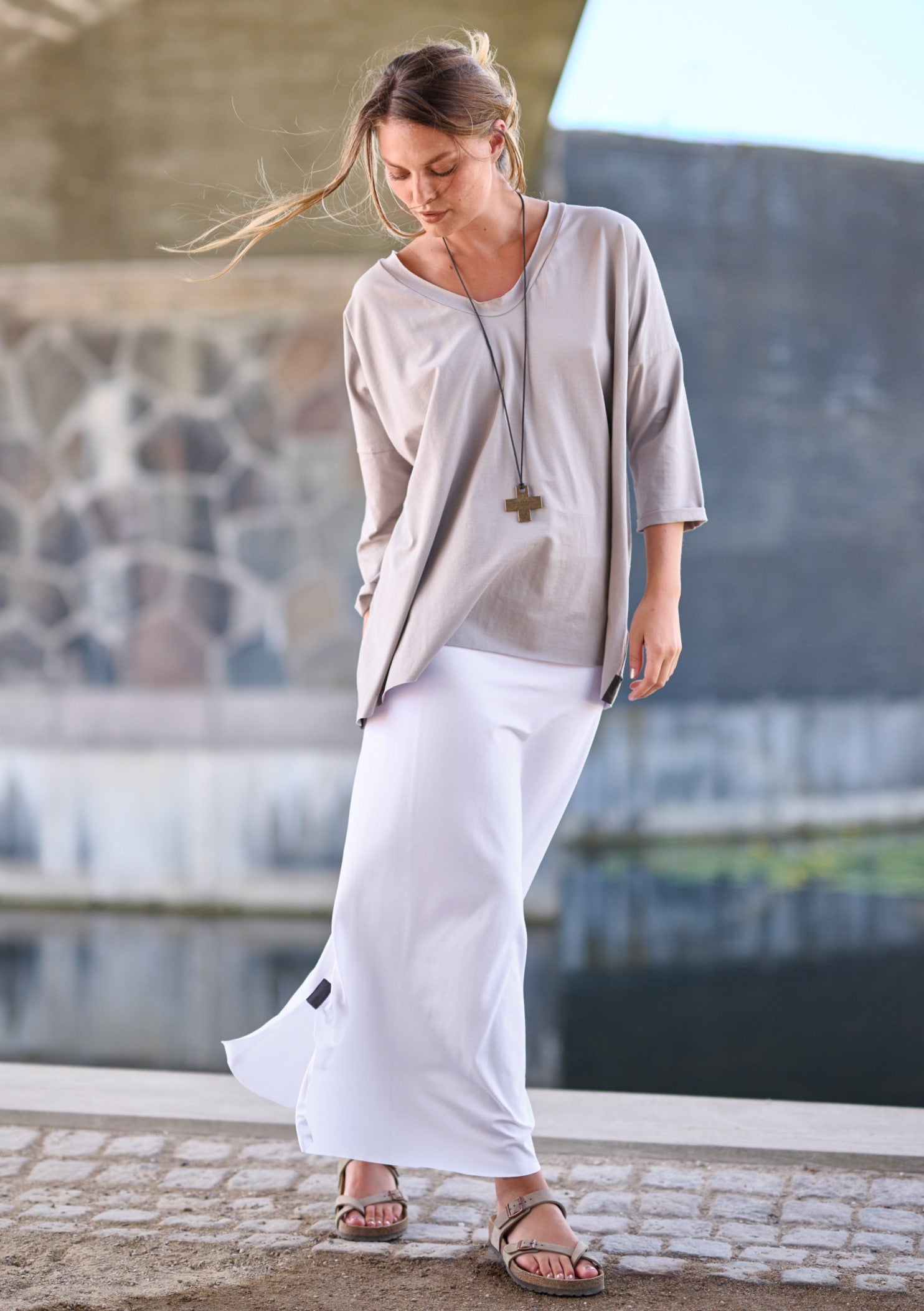 HENRIETTE STEFFENSEN COPENHAGEN BLOUSE W/NECKLACE - 96083 BLUSER SAND 805
