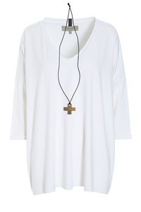 BLOUSE W/NECKLACE - 96083 - WHITE