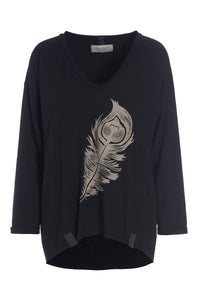 BLOUSE W/PRINT - 96062 - BLACK