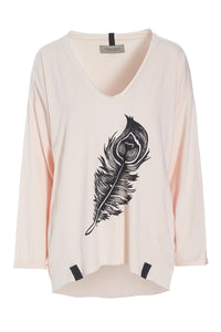 BLOUSE W/PRINT - 96062 - SOFT ROSE
