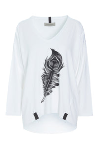 BLOUSE W/PRINT - 96062 - WHITE