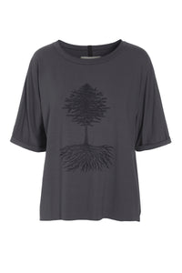 BLOUSE W/PRINT - 96064P - GREY