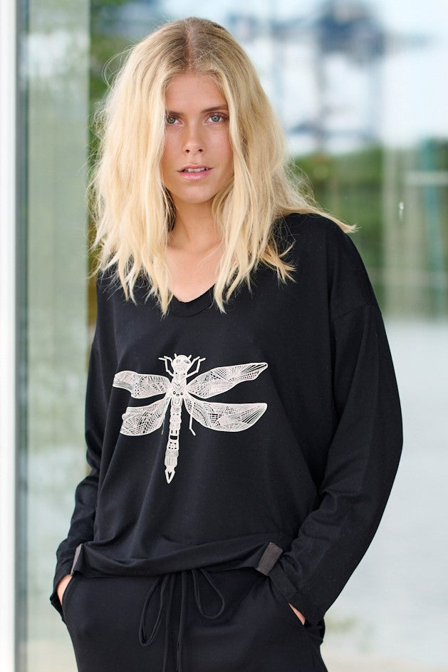 HENRIETTE STEFFENSEN COPENHAGEN BLOUSE W/PRINT - 96068 BLUSER BLACK 900