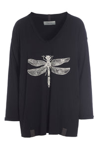 BLOUSE W/PRINT - 96068 - BLACK