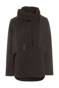 BLOUSE W/ SCARF - 1373 - CHOCOLATE