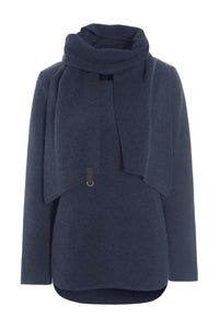 BLOUSE W/ SCARF - 1373 - EVENING BLUE