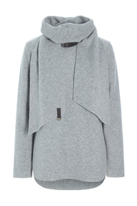 BLOUSE W/ SCARF - 1373 - LIGHT GREY