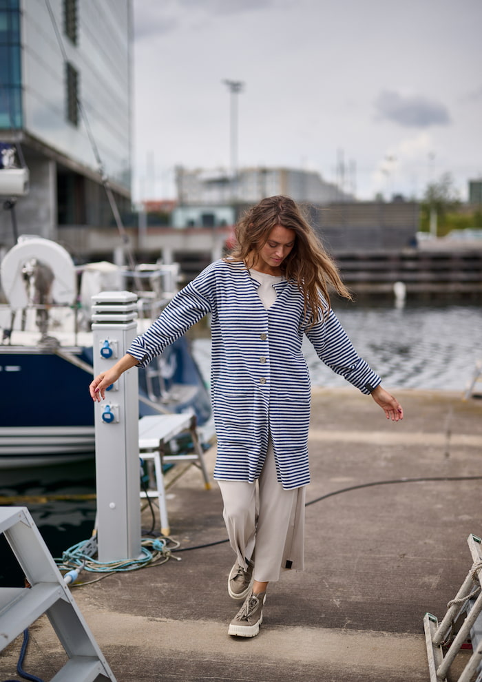 HENRIETTE STEFFENSEN COPENHAGEN CARDIGAN - 7163 CARDIGANS STRIPES DENIM & KIT 667