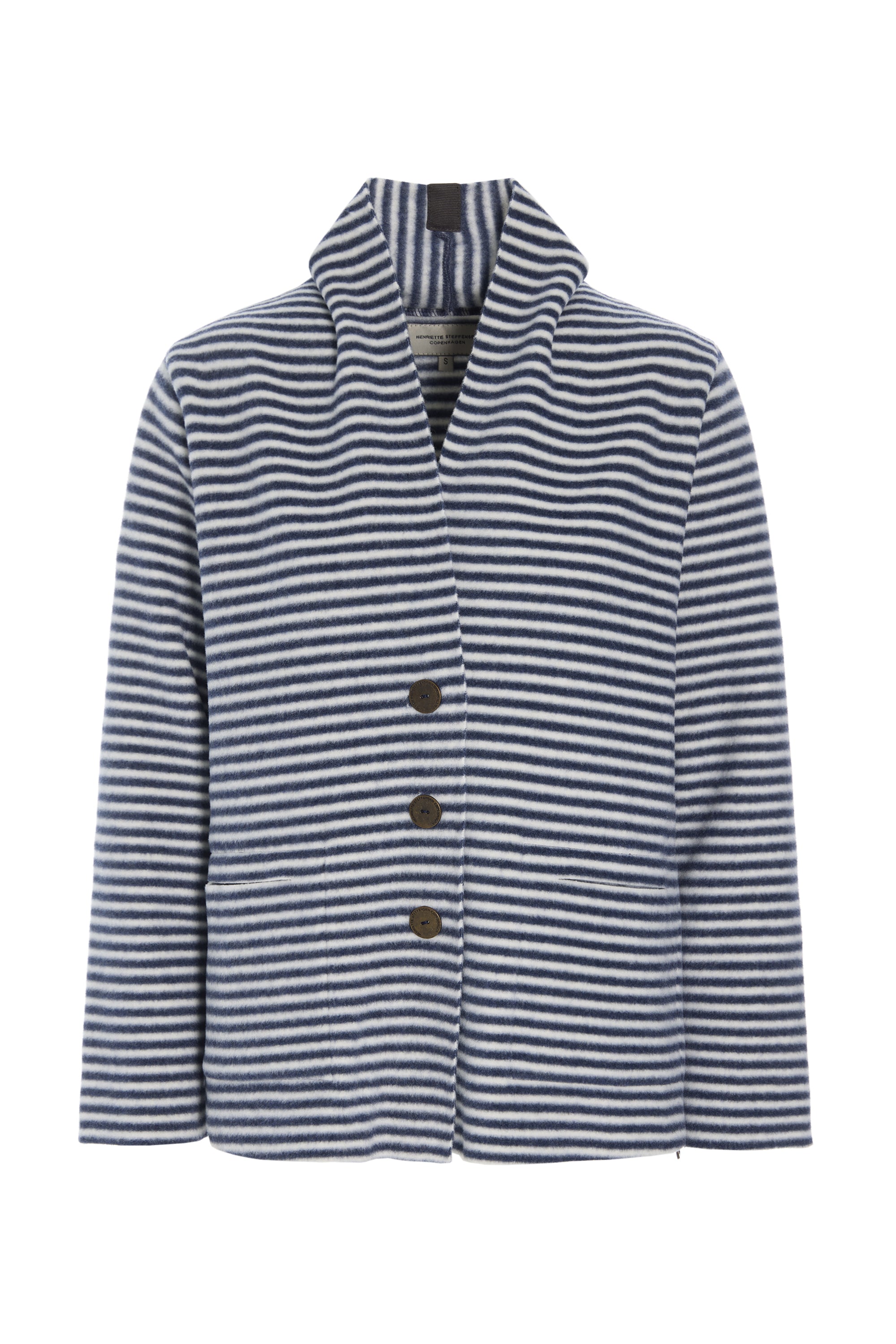 HENRIETTE STEFFENSEN COPENHAGEN CARDIGAN - 7168 CARDIGANS STRIPES DENIM & KIT 667