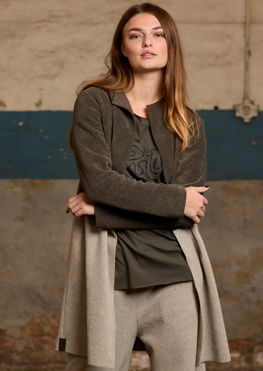 HENRIETTE STEFFENSEN COPENHAGEN CARDIGAN 2 COLORED - 7133 CARDIGANS BARK/SAND 646