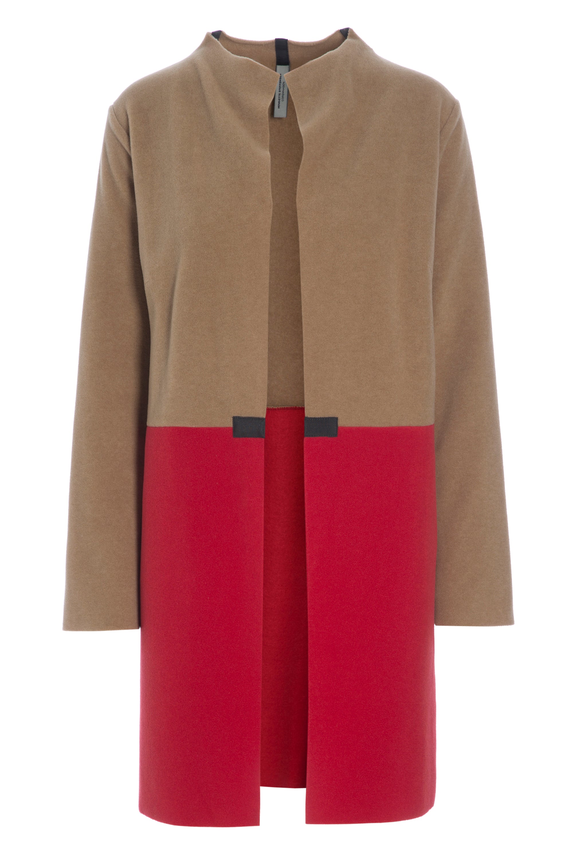 HENRIETTE STEFFENSEN COPENHAGEN CARDIGAN 2 COLORED - 7133 CARDIGANS CAMEL/RED 822