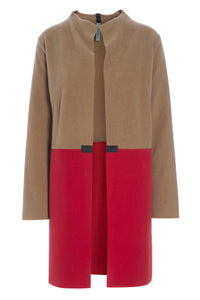 CARDIGAN 2 COLORED - 7133 - CAMEL/RED