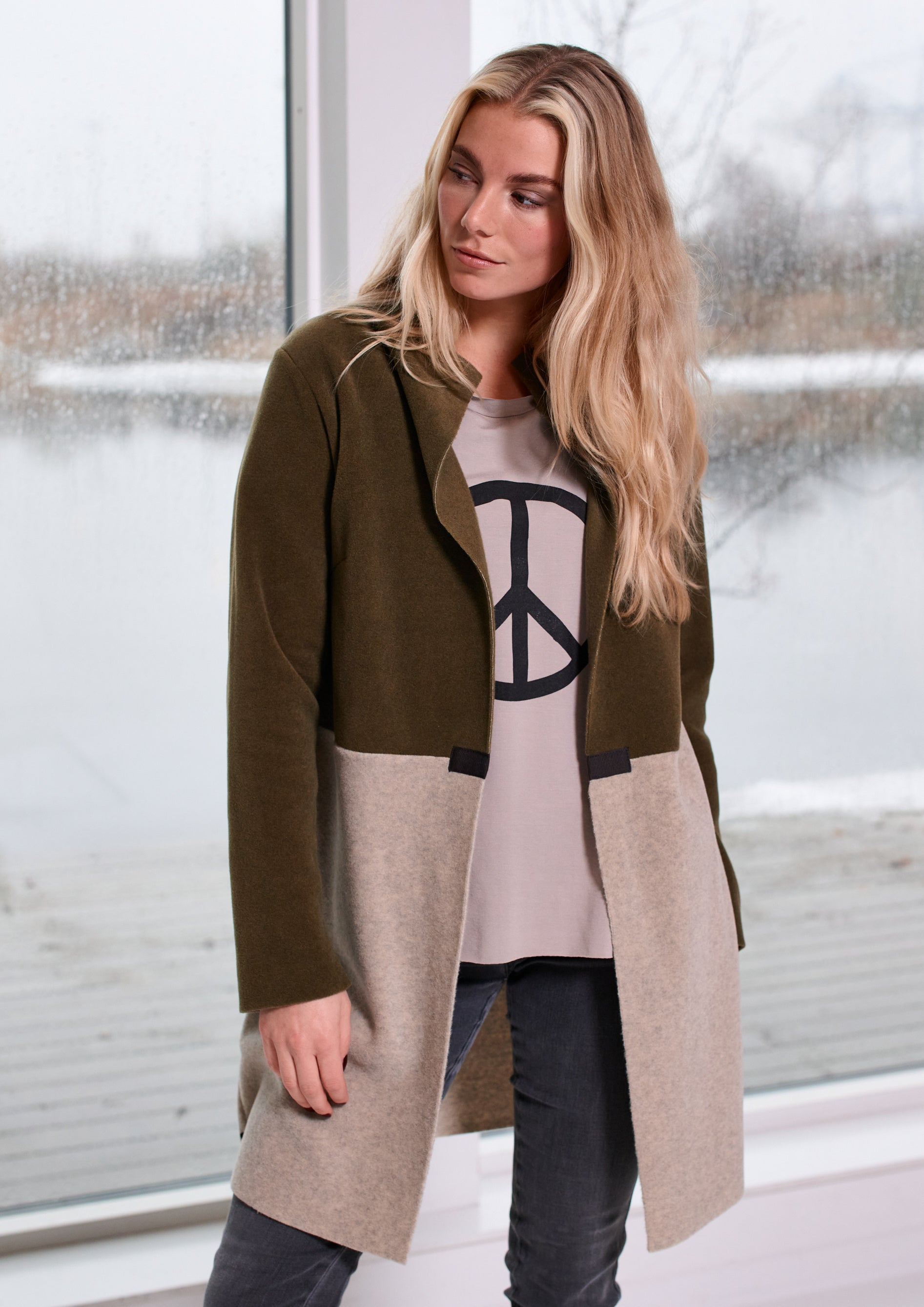 HENRIETTE STEFFENSEN COPENHAGEN CARDIGAN 2 COLORED - 7133 CARDIGANS MOSS/SAND 952