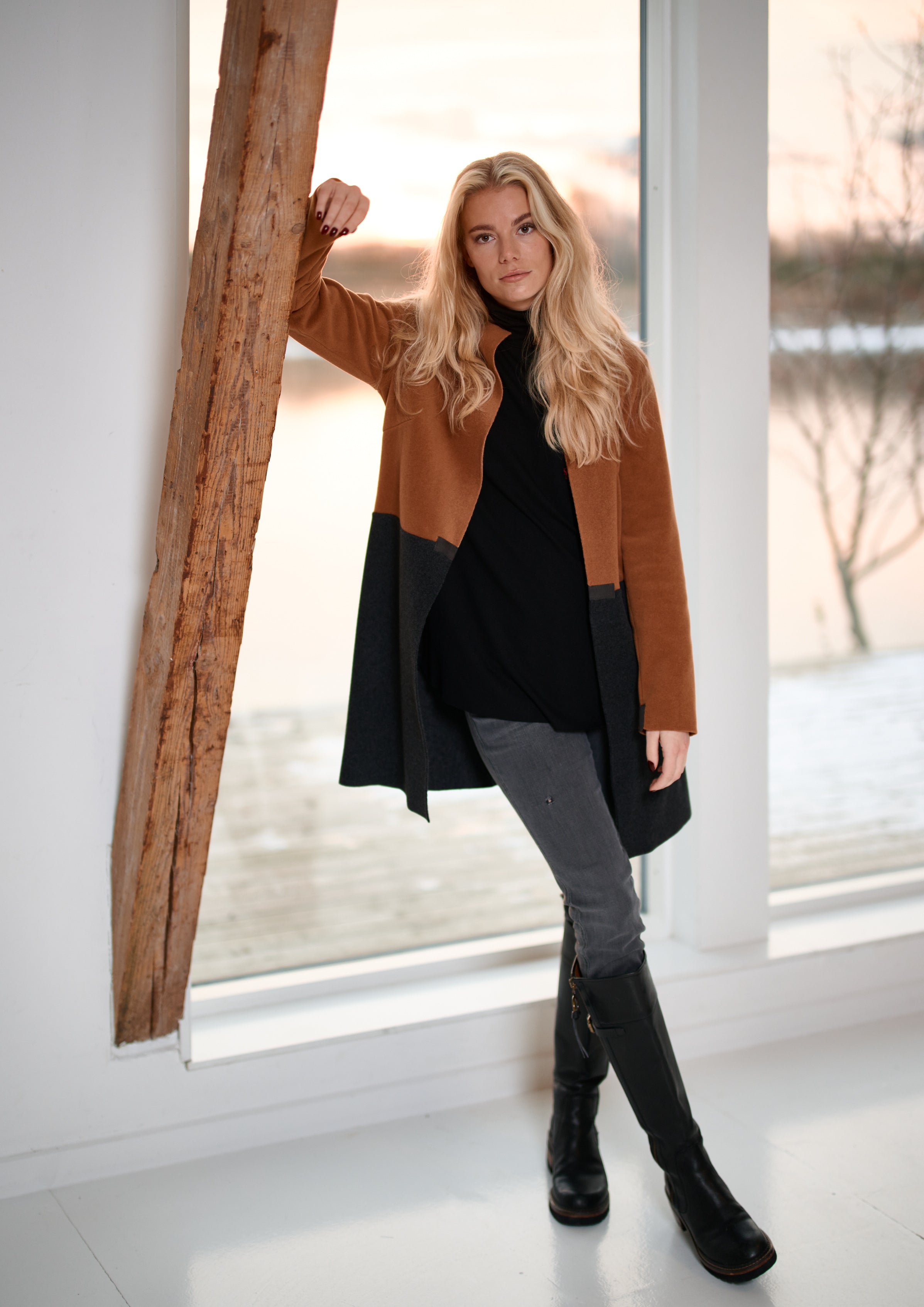HENRIETTE STEFFENSEN COPENHAGEN CARDIGAN 2 COLORED - 7133 CARDIGANS RUST/SOFTBLACK 950
