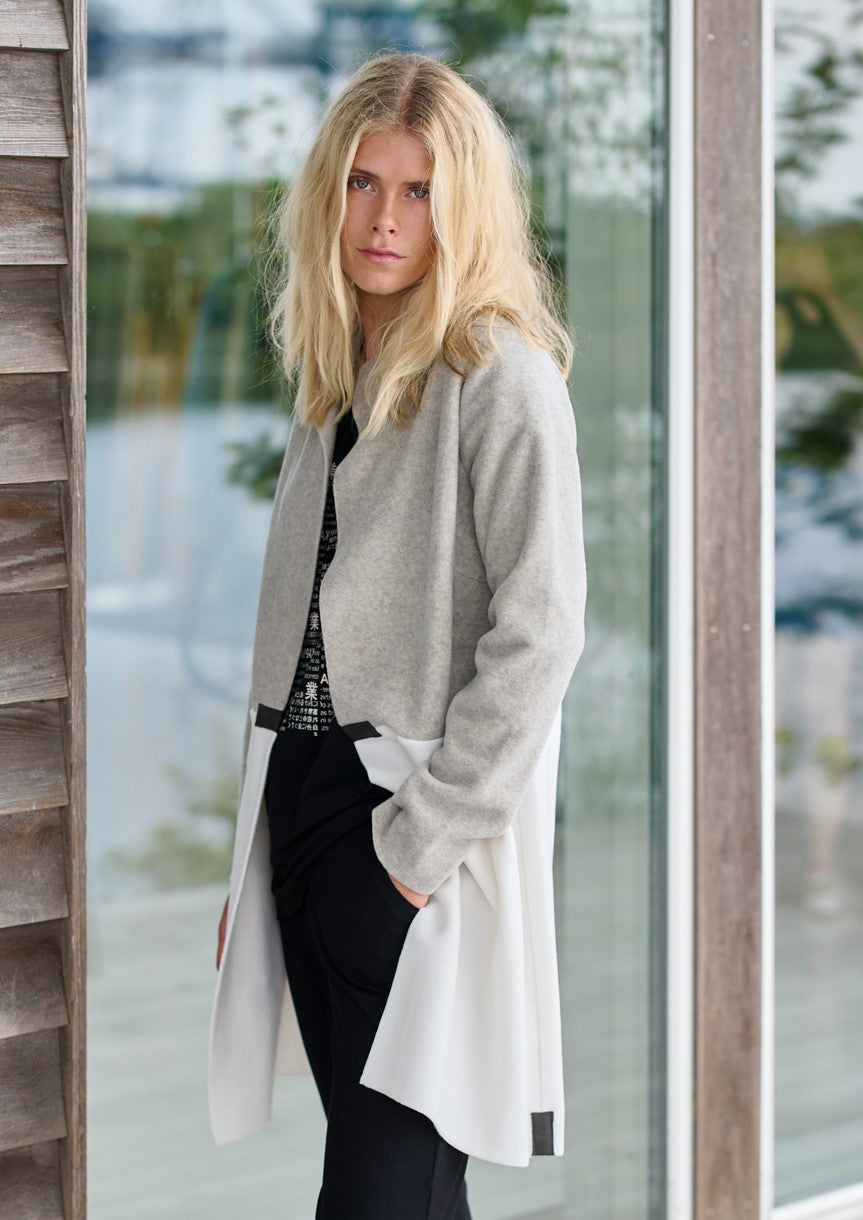 Henriette Steffensen Copenhagen Fleece Cardigan Sweater Long Gray