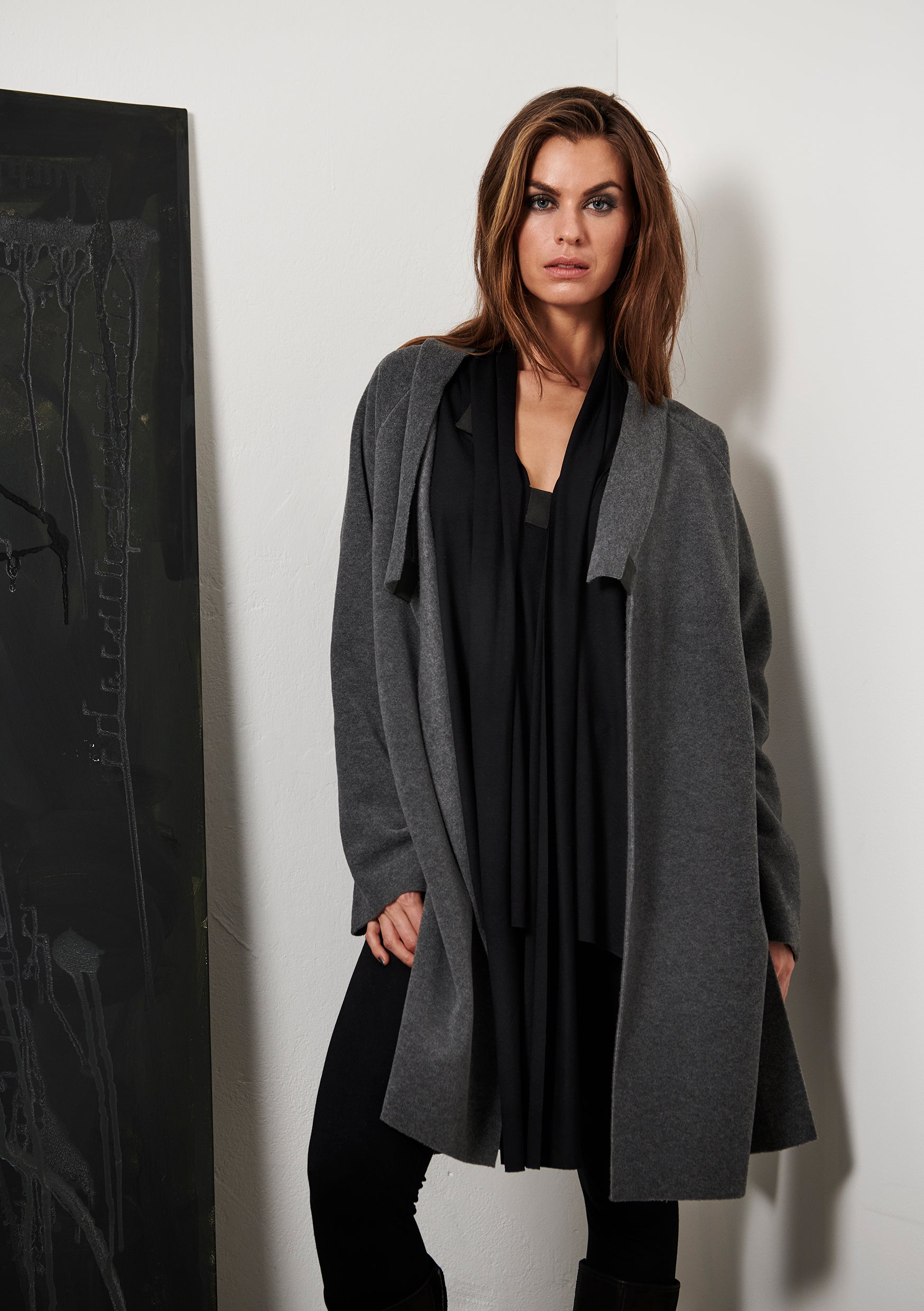 HENRIETTE STEFFENSEN COPENHAGEN CARDIGAN LONG SLIT - 7117 CARDIGANS GREY 905