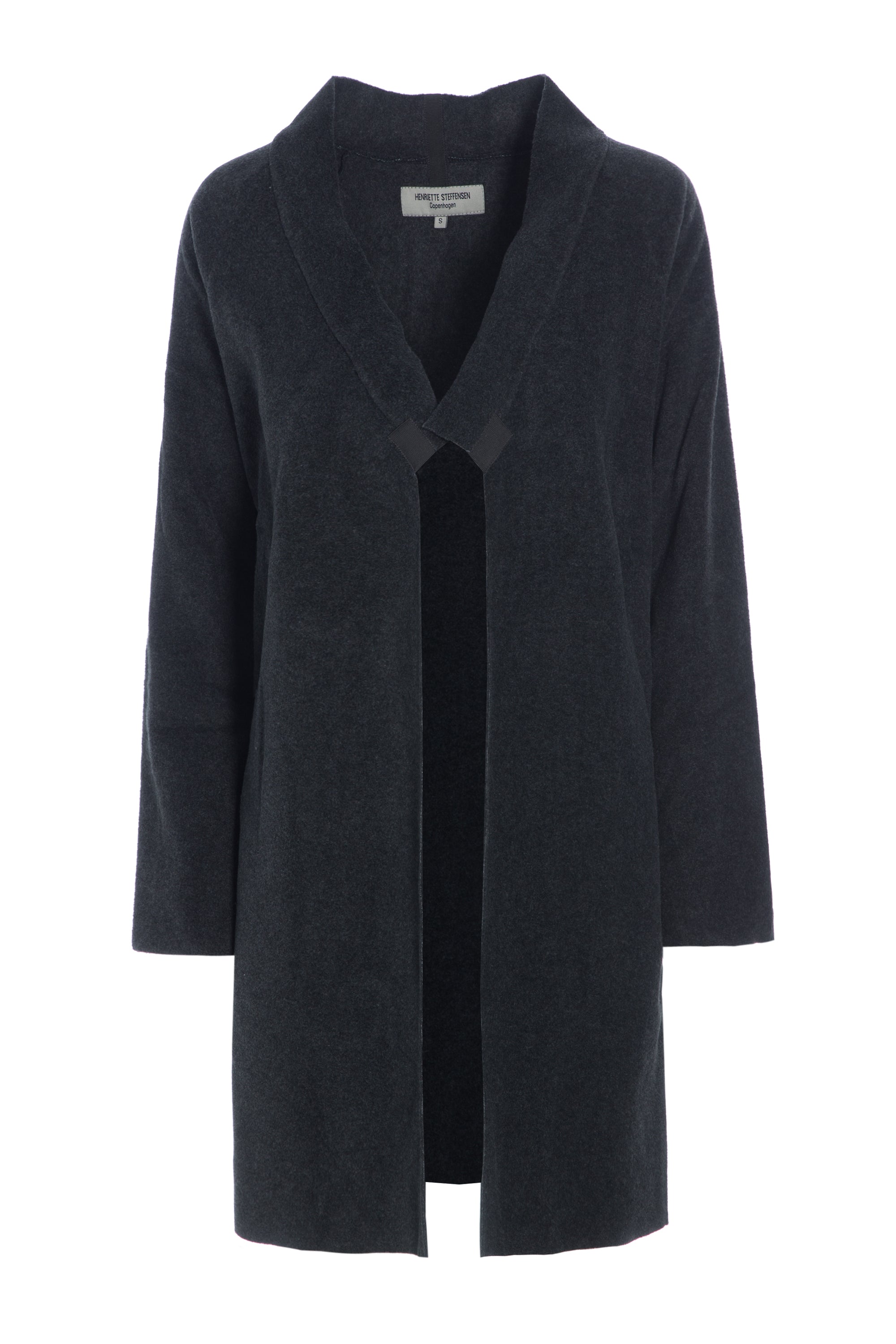 HENRIETTE STEFFENSEN COPENHAGEN CARDIGAN LONG SLIT - 7117 CARDIGANS SOFT BLACK 914