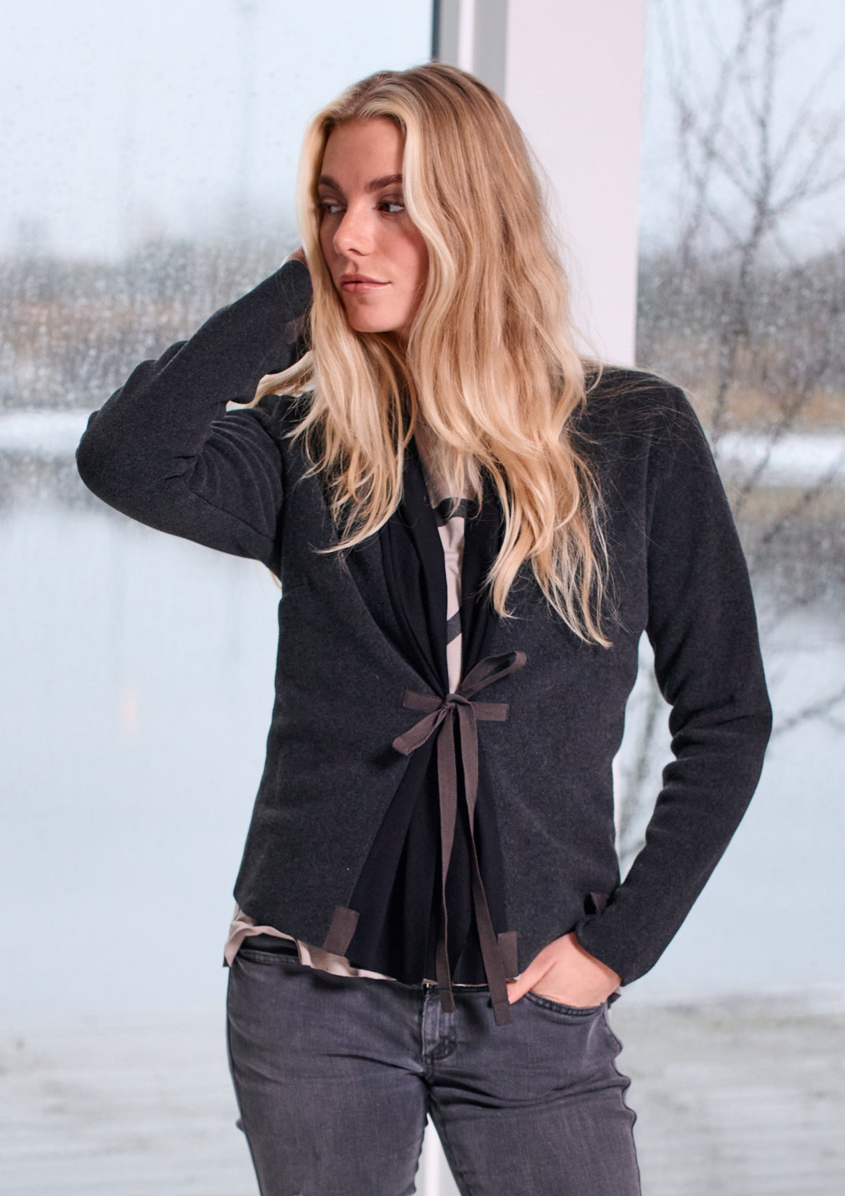 HENRIETTE STEFFENSEN COPENHAGEN CARDIGAN MIX - 7123 CARDIGANS BLACK/SOFT BLACK 923