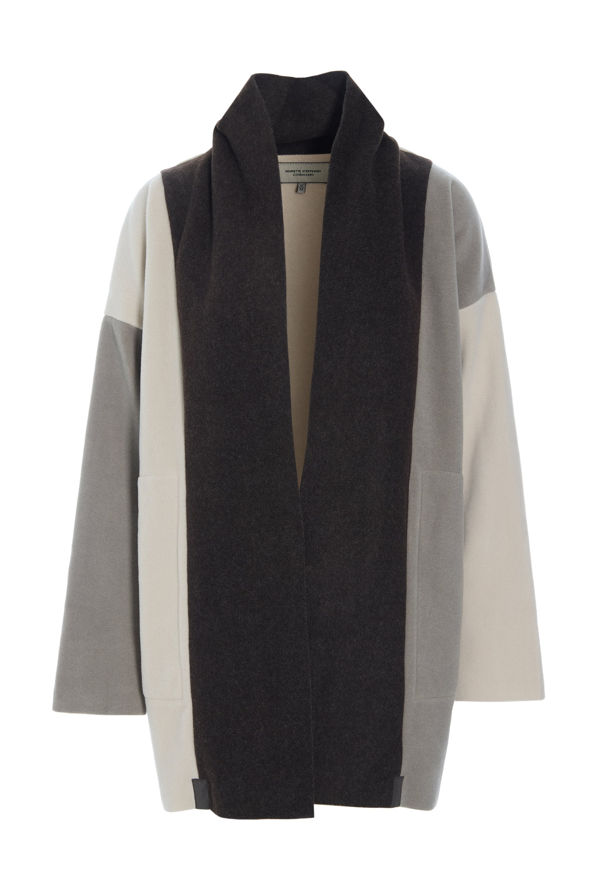 HENRIETTE STEFFENSEN COPENHAGEN CARDIGAN PATCH - 7172 CARDIGANS CHOCOLATE/ELEPH/KIT 324
