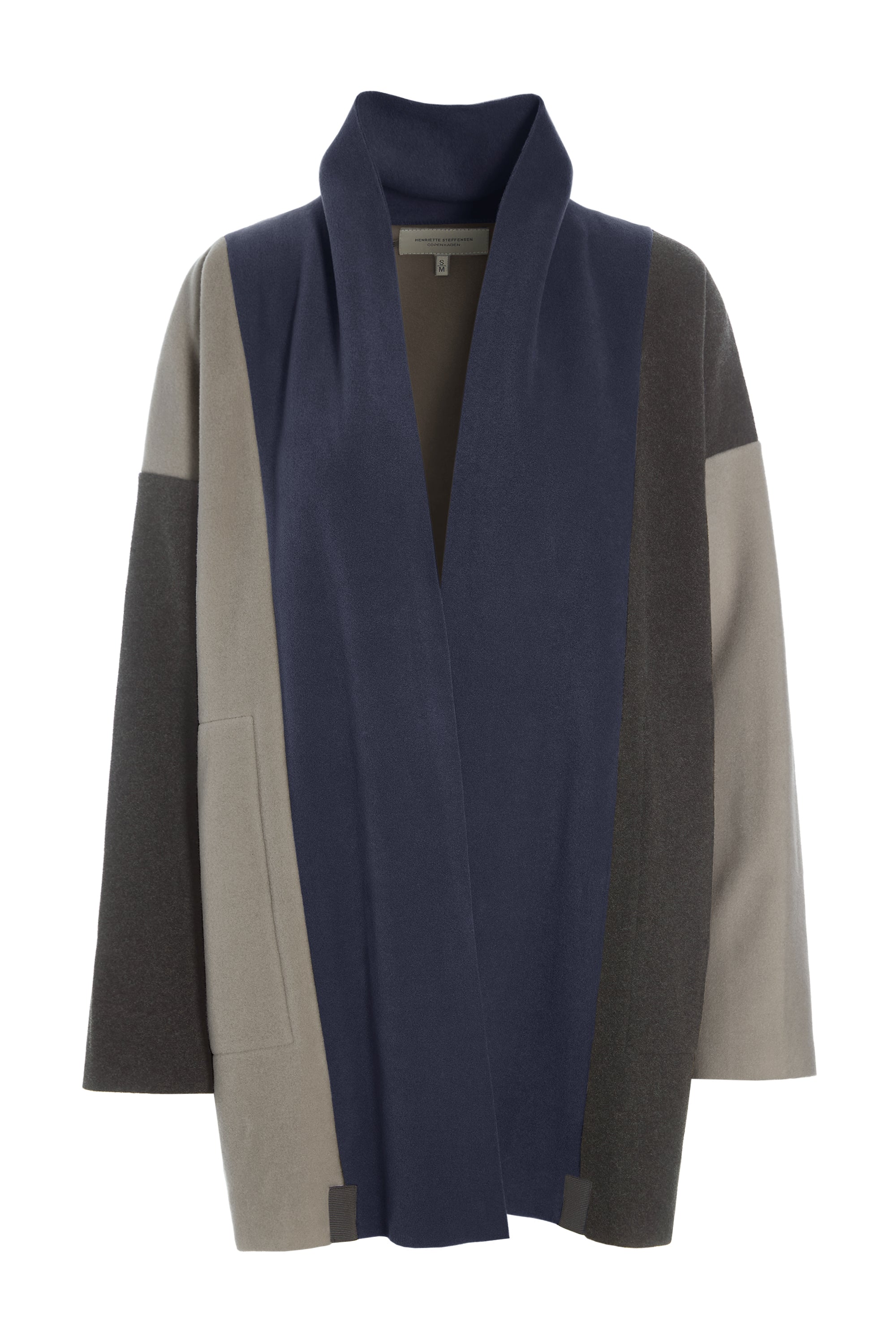 HENRIETTE STEFFENSEN COPENHAGEN CARDIGAN PATCH - 7172 CARDIGANS EVENING BLUE/CHOKOLATE/ELEPH 322