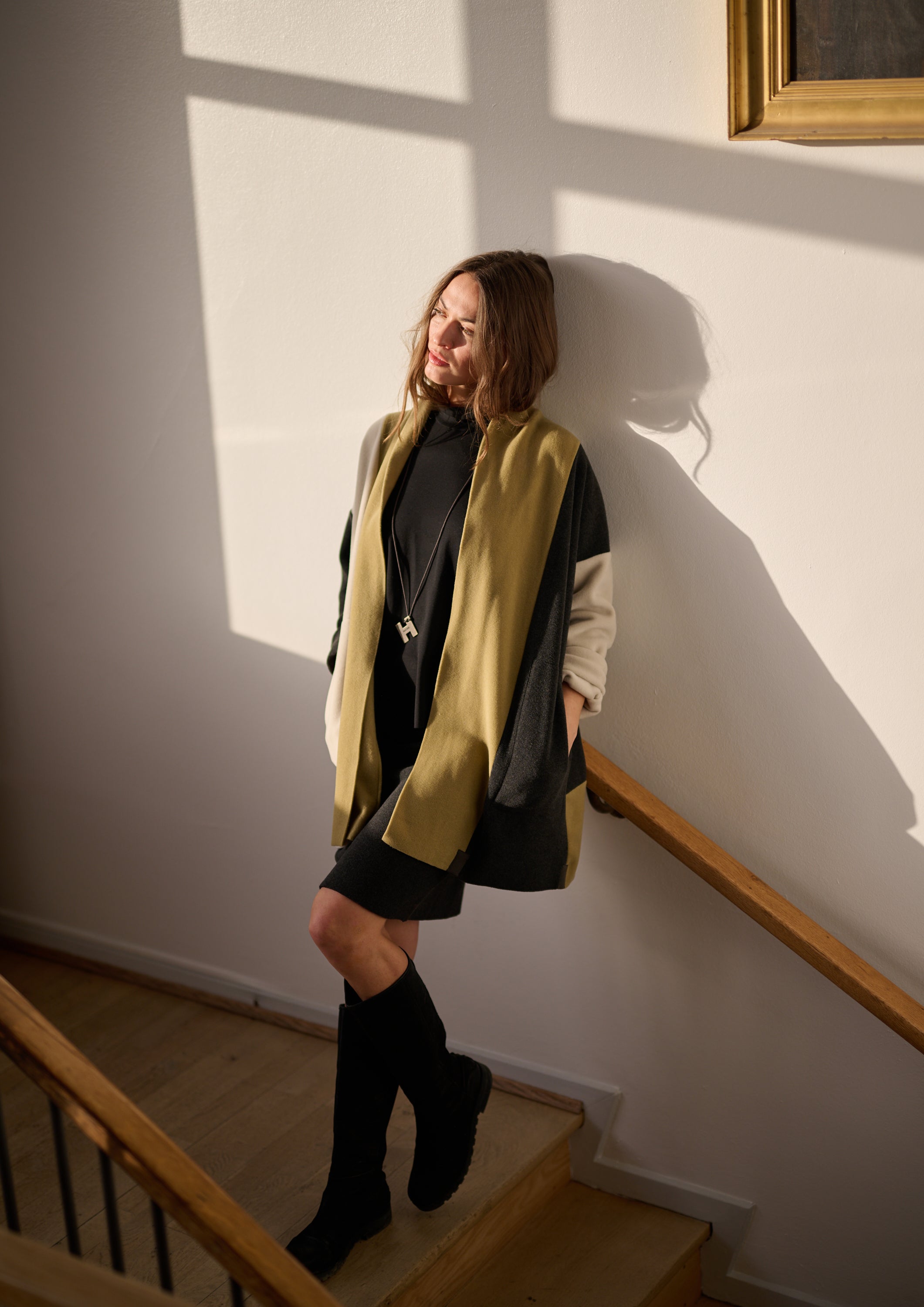 HENRIETTE STEFFENSEN COPENHAGEN CARDIGAN PATCH - 7172 CARDIGANS OLIVE/SB/KIT 327