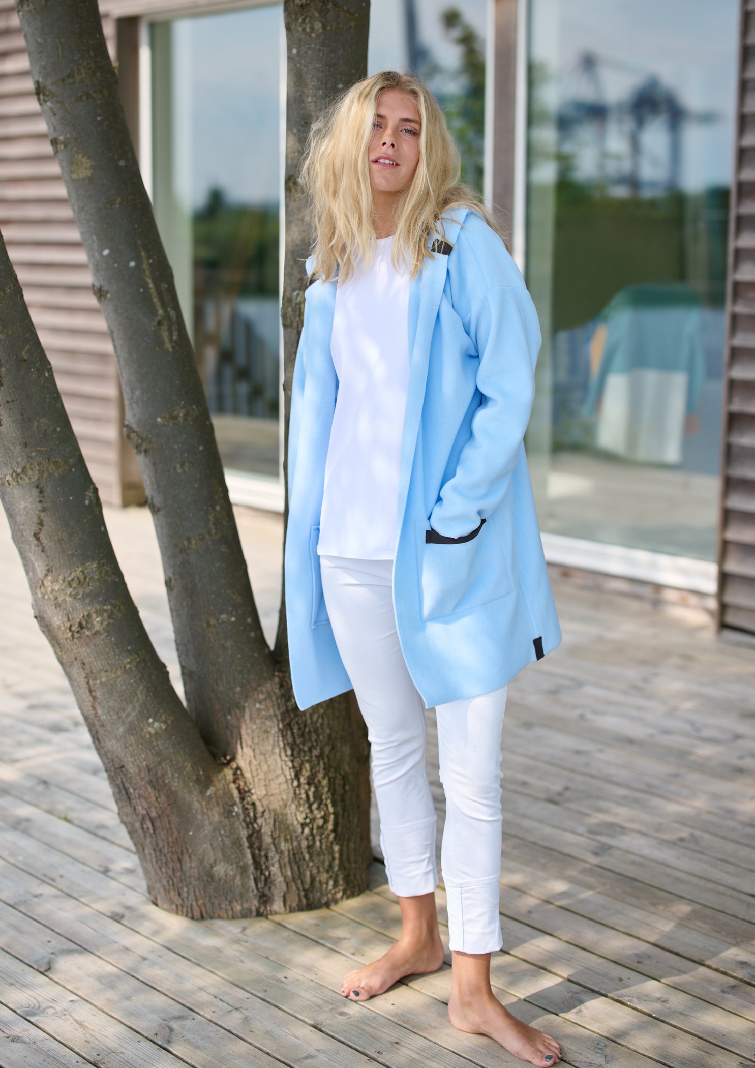HENRIETTE STEFFENSEN COPENHAGEN CARDIGAN WITH HOOD - 7118 CARDIGANS BABY BLUE 671