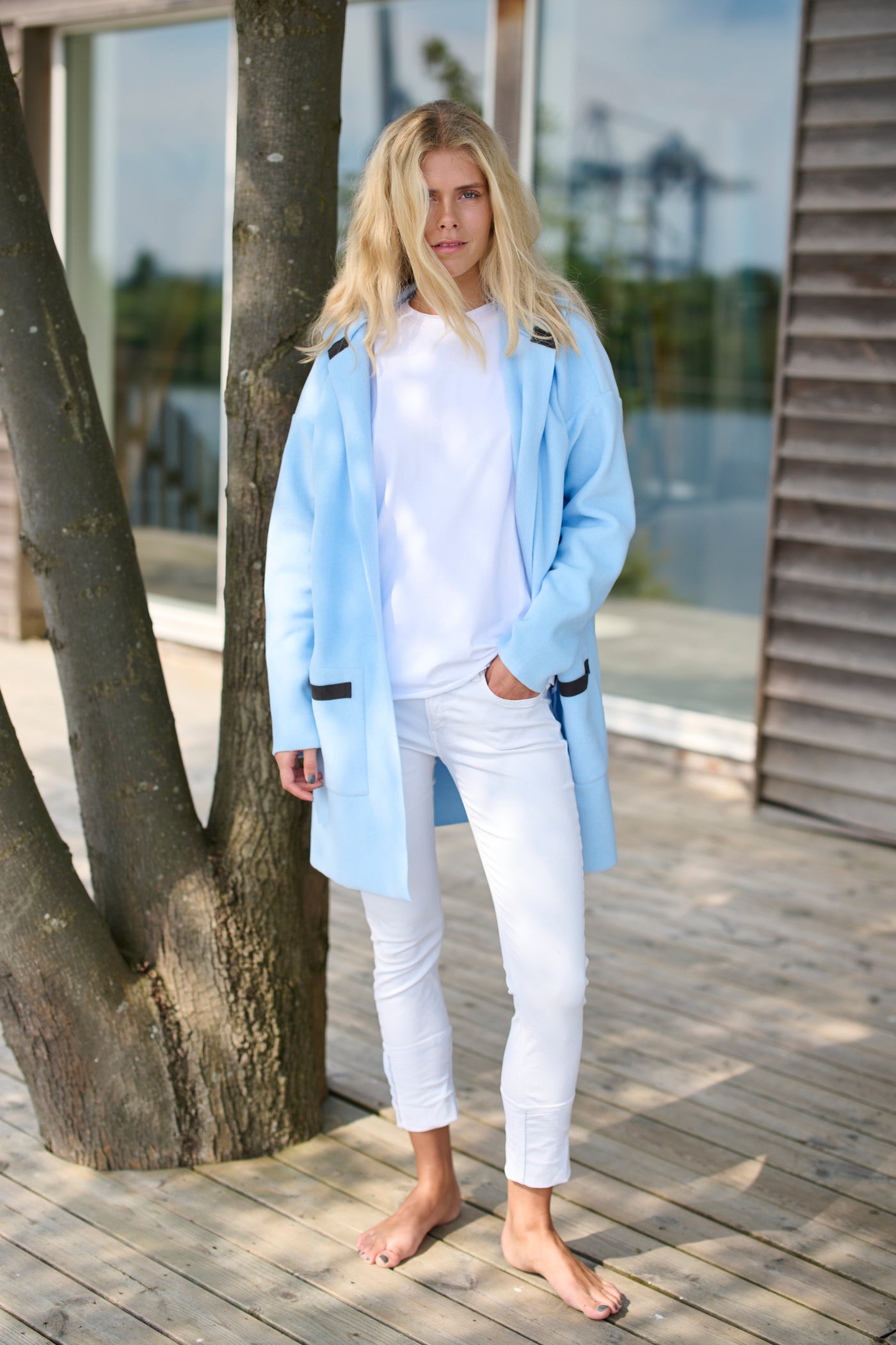 HENRIETTE STEFFENSEN COPENHAGEN CARDIGAN WITH HOOD - 7118 CARDIGANS BABY BLUE 671