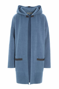 CARDIGAN WITH HOOD - 7118 - DUSTY BLUE