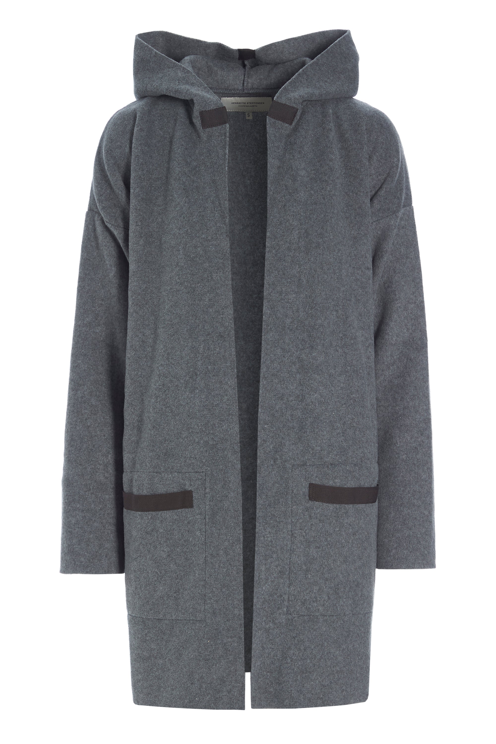 Henriette Steffensen Copenhagen Fleece Cardigan Sweater Long Gray Oeko-Tex  XS