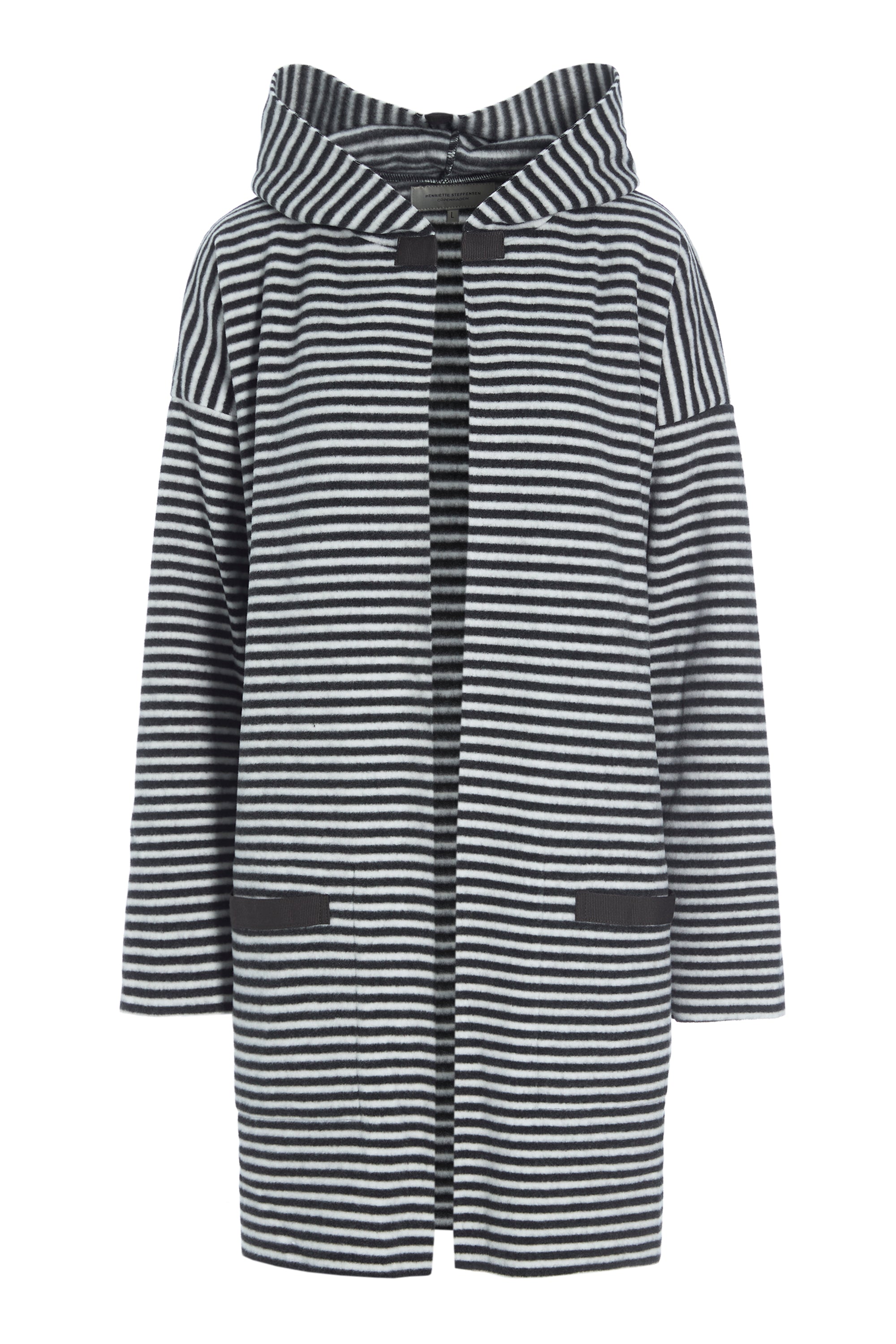HENRIETTE STEFFENSEN COPENHAGEN CARDIGAN WITH HOOD - 7118 CARDIGANS STRIPES B&W 673
