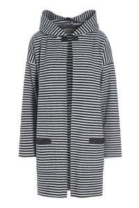 CARDIGAN WITH HOOD - 7118 - STRIPES B&W