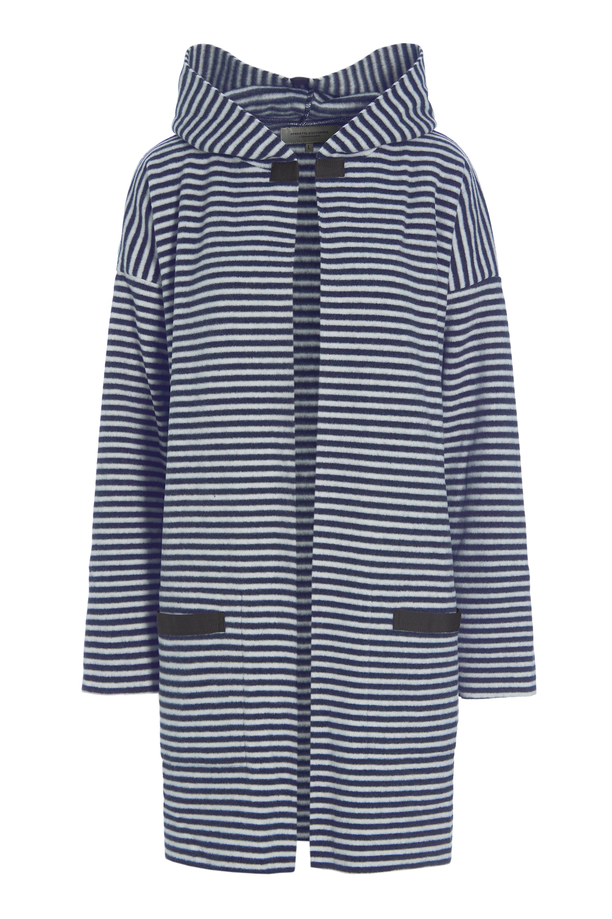 HENRIETTE STEFFENSEN COPENHAGEN CARDIGAN WITH HOOD - 7118 CARDIGANS STRIPES DENIM & KIT 667
