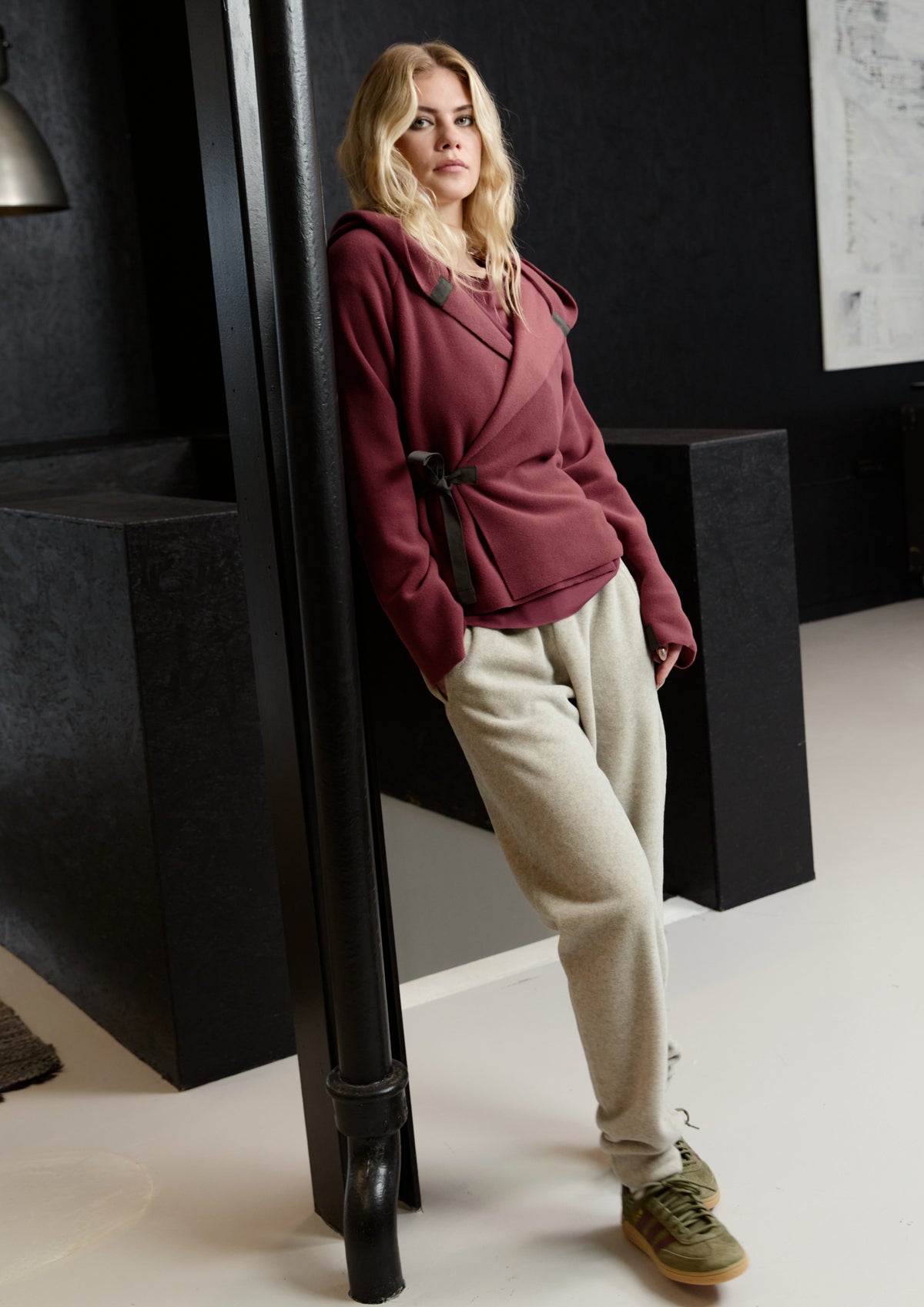HENRIETTE STEFFENSEN COPENHAGEN CLASSIC FLEECE WRAP CARDIGAN - 1009 CARDIGANS BORDEAUX 474