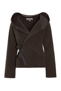 CLASSIC FLEECE WRAP CARDIGAN - 1009 - CHOCOLATE