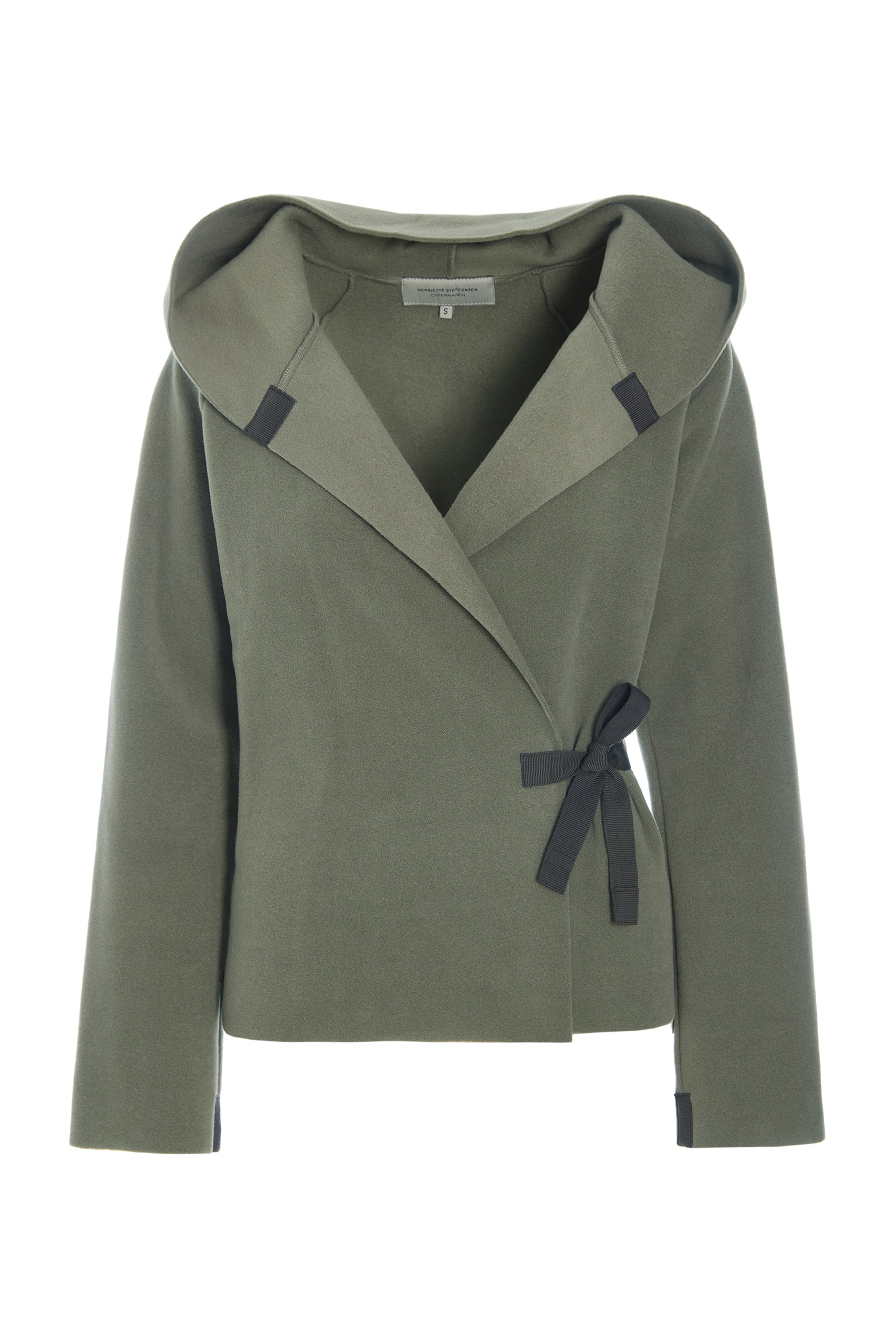 HENRIETTE STEFFENSEN COPENHAGEN CLASSIC FLEECE WRAP CARDIGAN - 1009 CARDIGANS DUSTY GREEN 609
