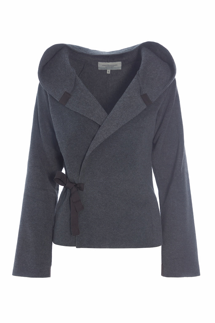 HENRIETTE STEFFENSEN COPENHAGEN CLASSIC FLEECE WRAP CARDIGAN - 1009 CARDIGANS GREY 905